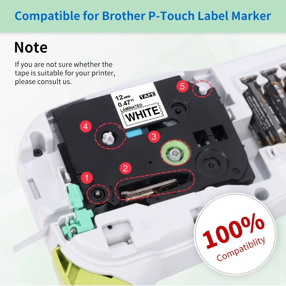 Oozmas TZ231 Label Tape Compatible for Brother Labeling Ribbon TZe-231 tz-631 PT-H110 PT-D210 PT-D220 Label Maker Printer