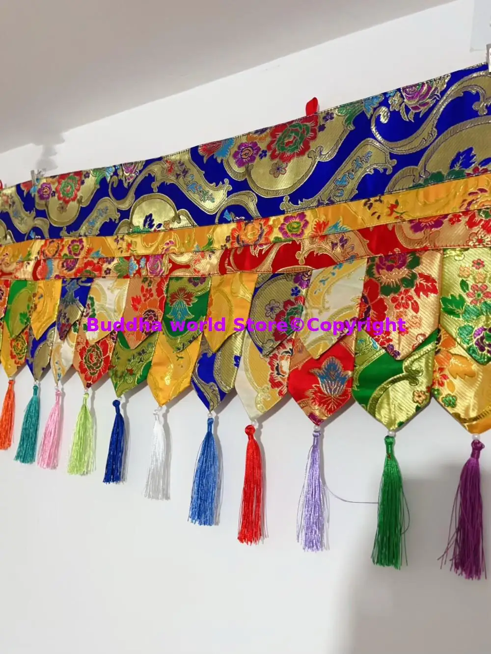 400cm Meter Großhandel Buddhist liefert Tempel Home Hall glück verheißende Stickerei Wand umschließen Vorhang Vorhänge Dekor Banner – Detail 10