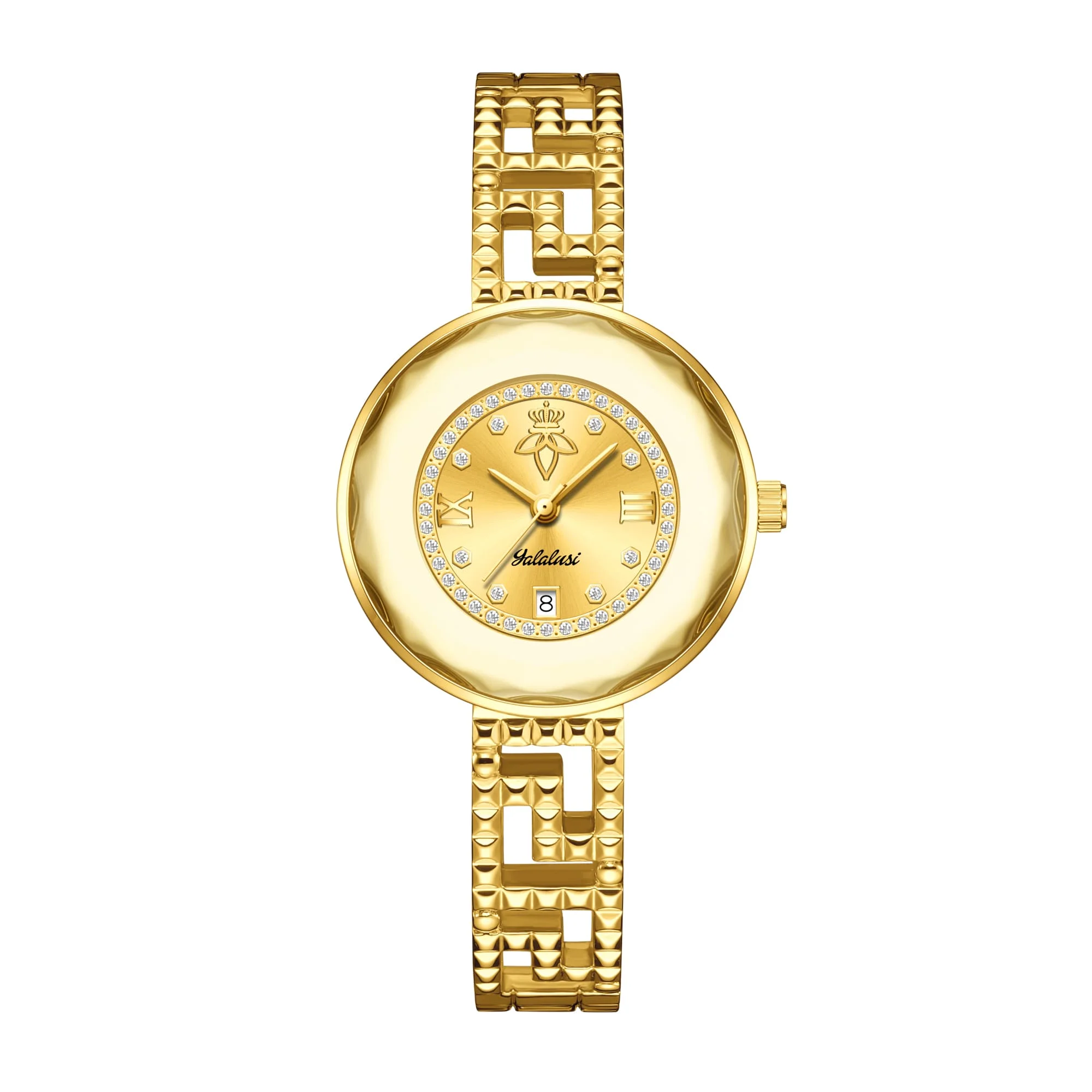 Elegant Women's Luxury Diamond-Studded Bracelet Watch - Water-Resistant Quartz Timepiece
