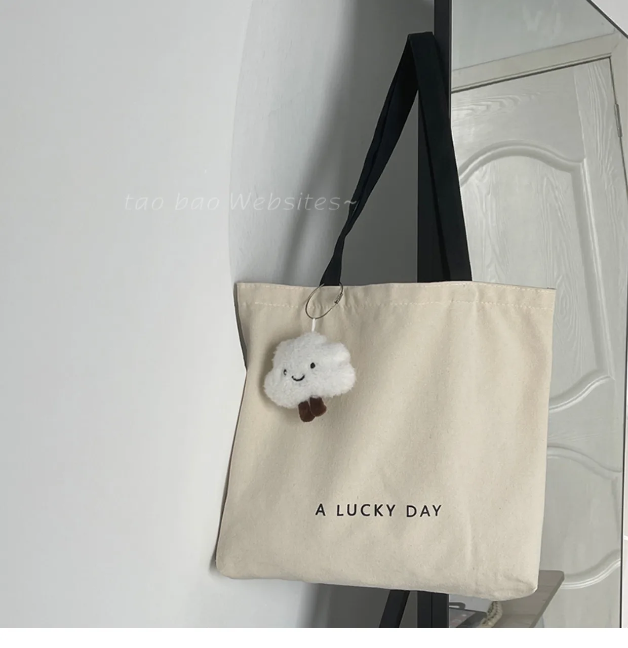 

Canvas bag letter Korean version simple versatile ins shoulder shopping bag student lazy style portable large capacity bag