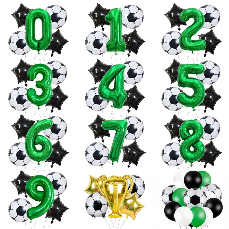 1set 18inch Football Foil Balloons 32inch Green Digital Foil Balloons