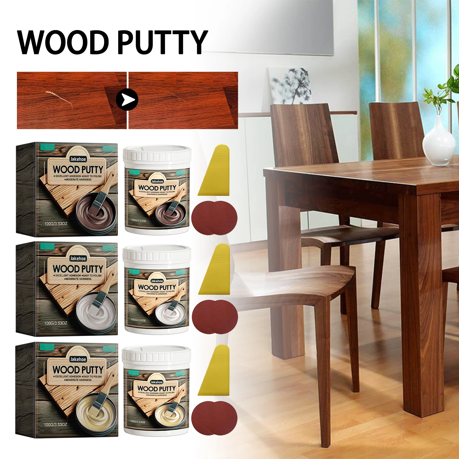 Wood Putty Brown Hole Crack Repairing Wood Grain Filler Wooden Furniture Floor Repair Paste Office Desk Cabinet Scratch Remover