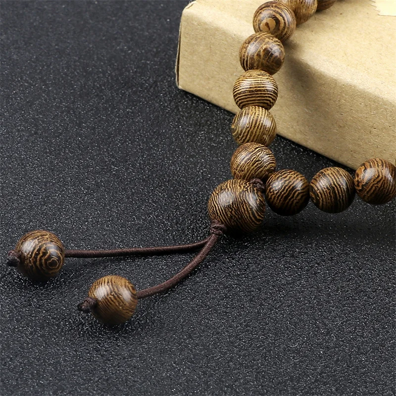 Tibetan Buddhist Prayer Bracelet - Wood Bead Wrist Or Necklace - 6mm/8mm Black