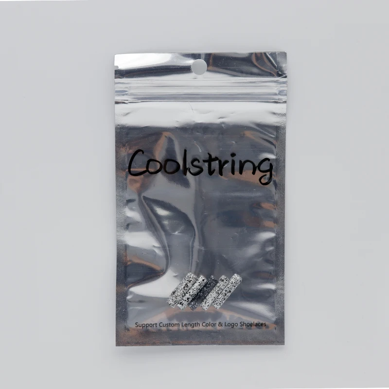 Coolstring 4.6*20mm Speckle Rope End White/Black Ink Dots Shoelace Tip Canvas Snkeaker Boot Cord Head Replacement Easy Installed