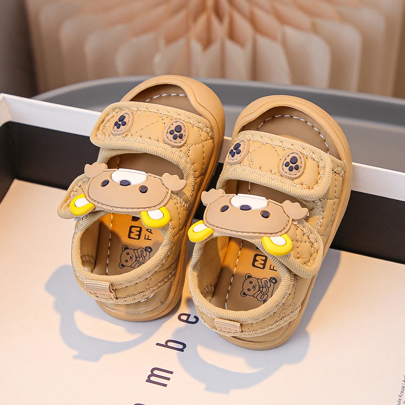 Simple Cute Newborn Baby Toddler Sandals Cartoon Bear Casual Children Sandal Boy Girl Baby Soft Comfortable Kick Resistant Shoes