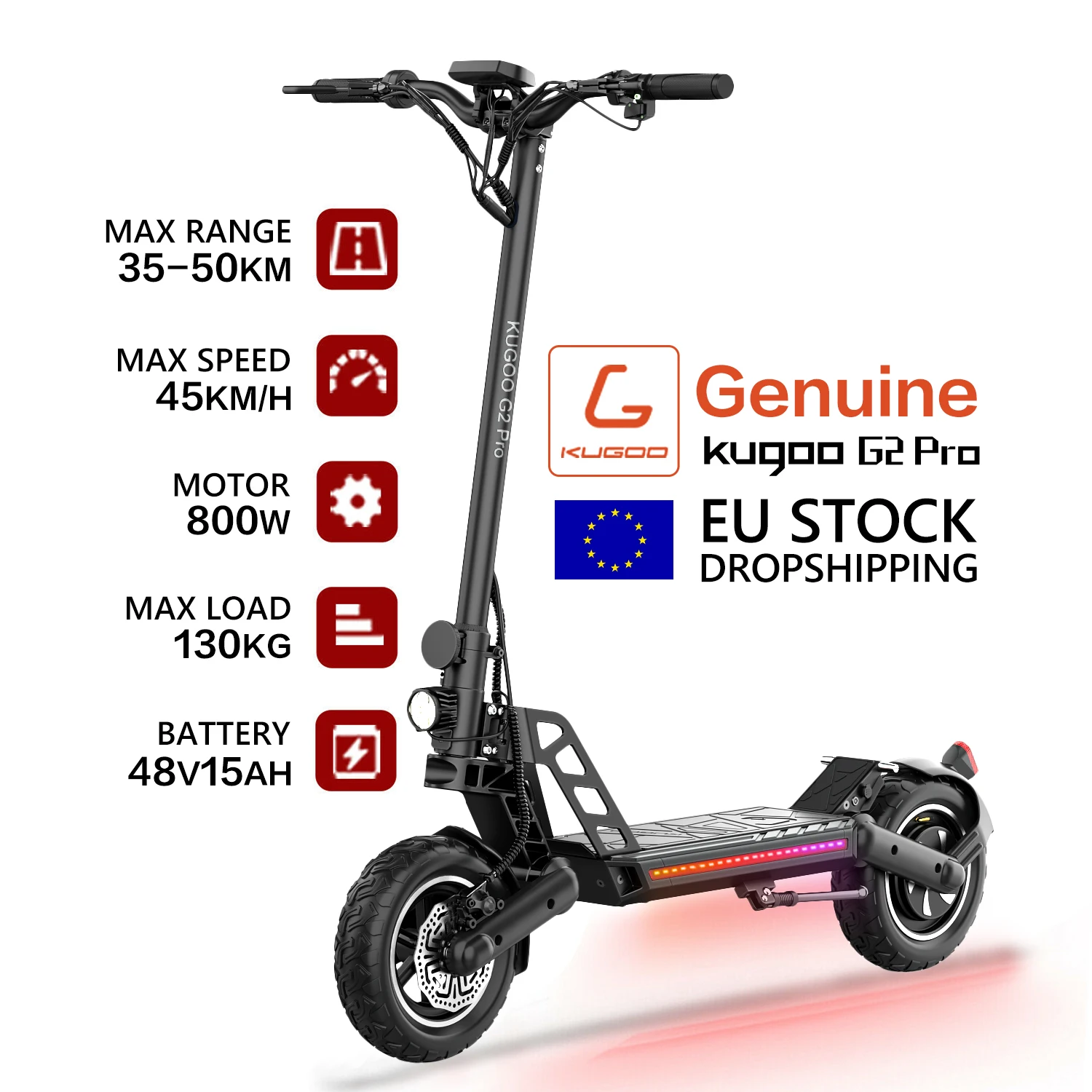 

UK EU Warehouse Original kick scooters Kugoo G2 Pro 10 inch 800w Motor 40-50KM Range foldable electric Scooter