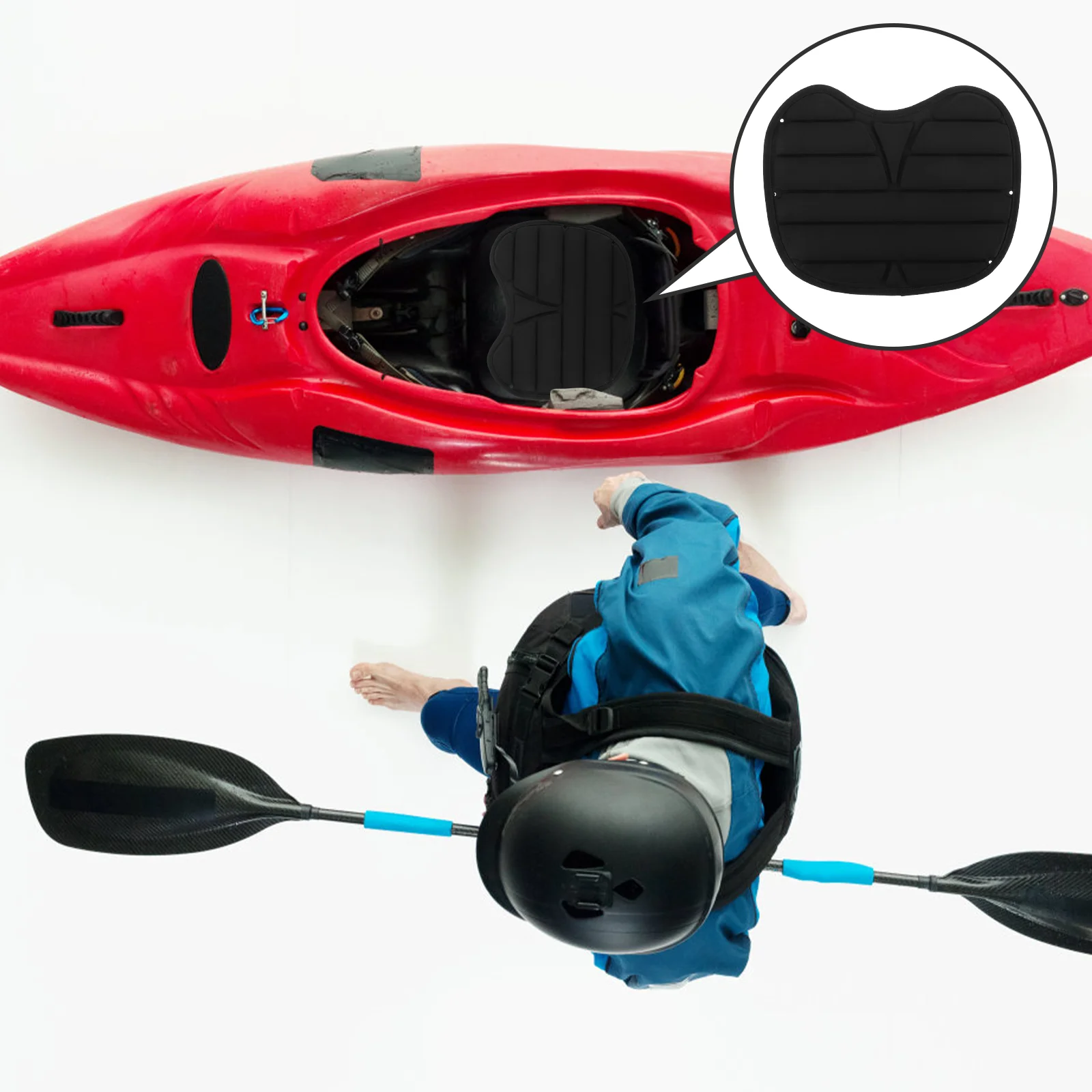 

Comfortable Padded On Kayak Seat Cushion Lightweight Paddling Pad for Kayak Canoe Fishing Boat (Black)