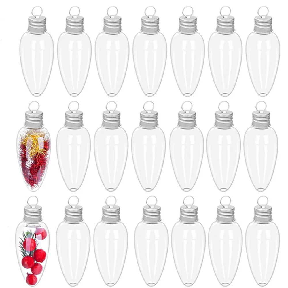 12 bombillas de plástico transparente rellenables para Navidad, adornos colgantes, adornos de bombillas para decoración navideña, manualidades de bricolaje
