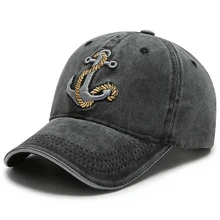  Men's Ship Anchor Wash Embroidered Baseball Caps For Women Hats Retro Leisure Trucker Duck Tongue Cap Male Outdoor Sunscreen Hat 