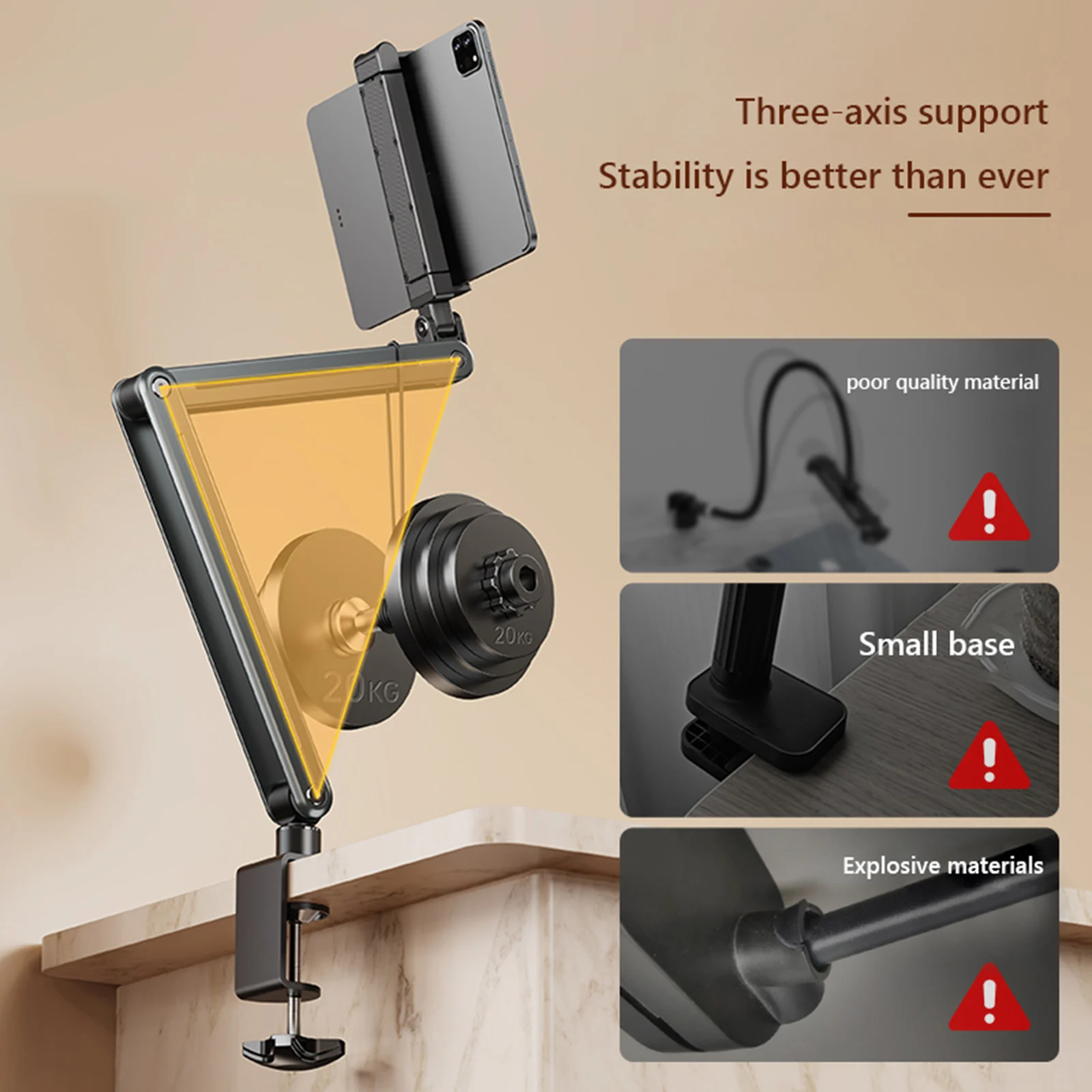 Foldable Flexible Tablet Holder Aluminum Alloy 360° Rotation Bed/Desk Arm Mount Tablet Stand for IPad/iPhoneX/iPad Pro/N-Switch