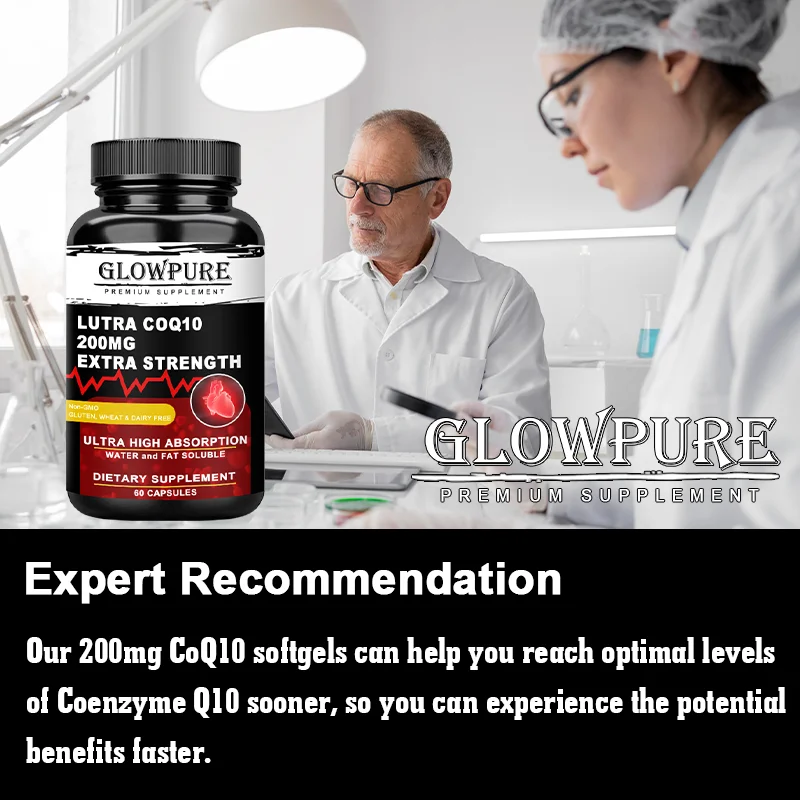 Coq10 Capsules Antioxidant for Heart Health & Energy Production Supports Blood Pressure Balance Coenzyme Q10 with Vitamin E