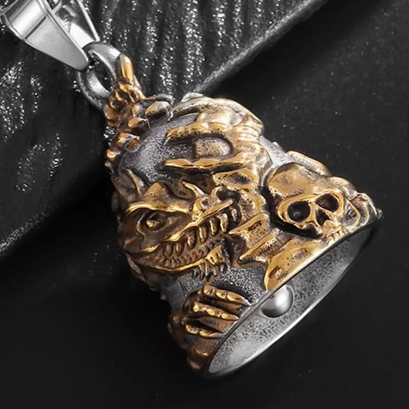 Lucky Bell For Motorcycle Skull Guardian Biker Riding Bell Motorcycle Accessories For Biker Riders Bicycle holiday wind bell