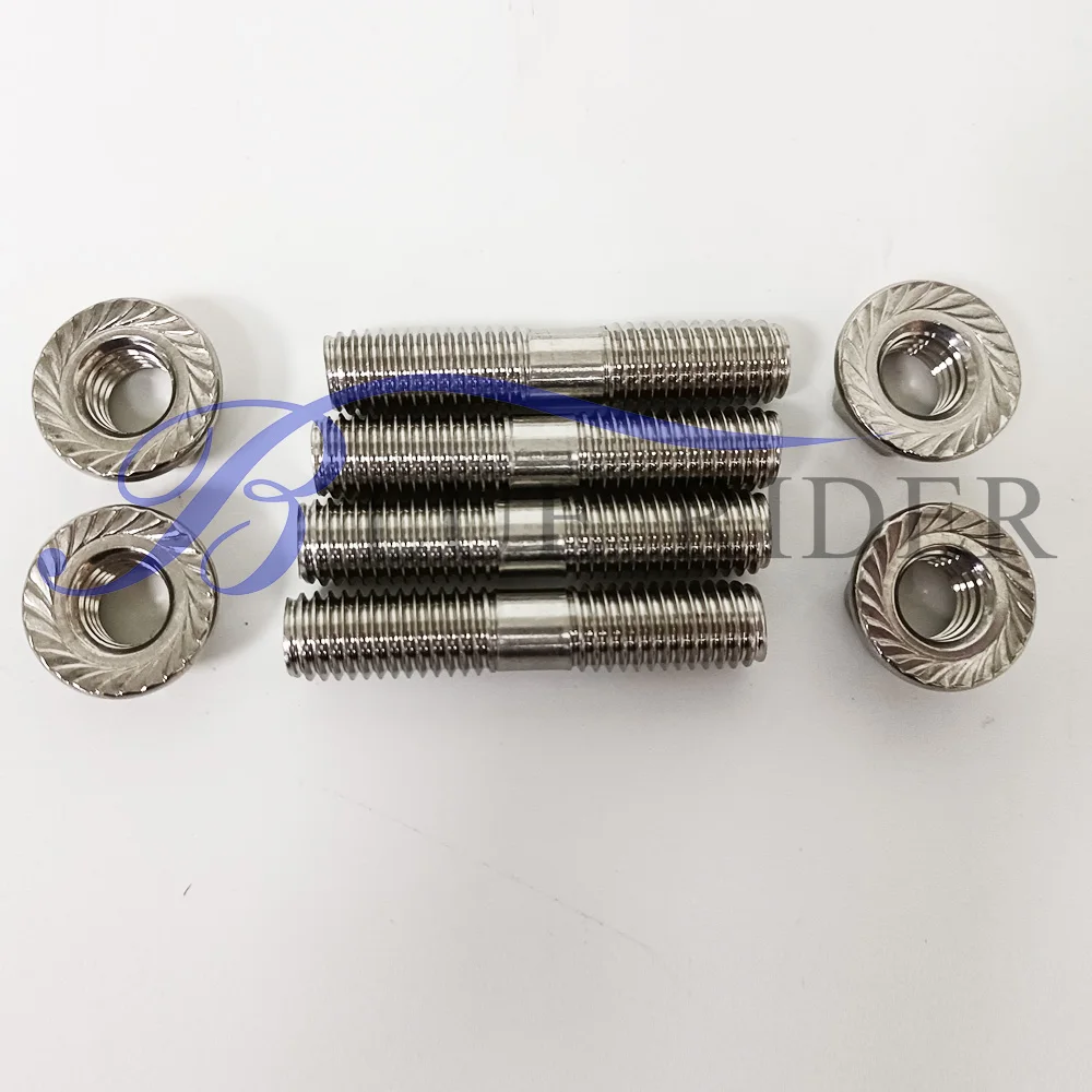 For Toyota, Nissan and Some Honda's 10mm Exhaust Studs & Serrated Nuts M10x1.25 Manifold Flange 4 Studs & 4 Nuts