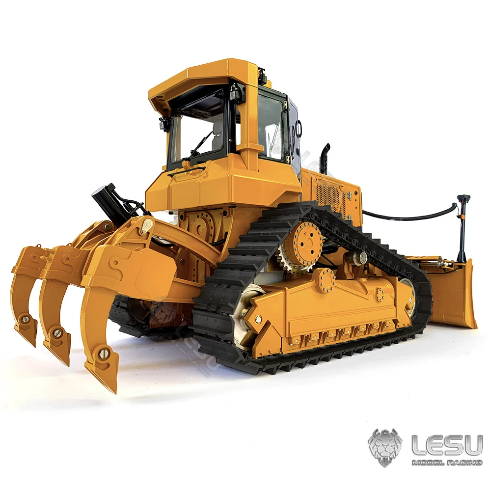 LESU 1/14 Metal RC Bulldozer Aoue DT60 Hydraulic Remote Controlled Tracked Truck Painted Yellow Toys for Adult Th21454-Smt3 5