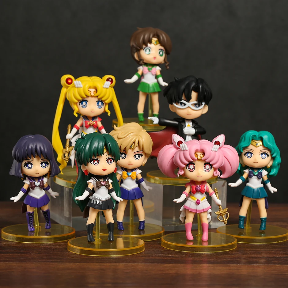 Sailor Moon Mercury Mars Jupiter Venus Uranus Neptune Pluto Anime Dolls Decoration Collection Figurine Toys