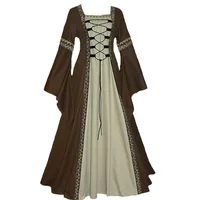 Halloween Women European Medieval Court Fancy Vampire Cosplay Costume Carnival Vintage Strapless Long Sleeve Elegant Dress - Image 3
