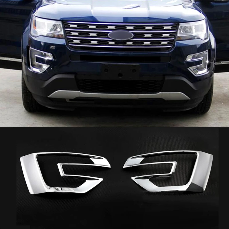 

Car Accessories for Ford Explorer 2016 2017 ABS Chrome Front Fog Light Lamp Cover Trim 2pcs