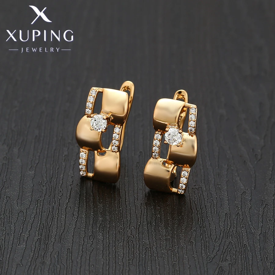 Xuping Jewelry Trendy New Hoop Earrings Stone with Gold