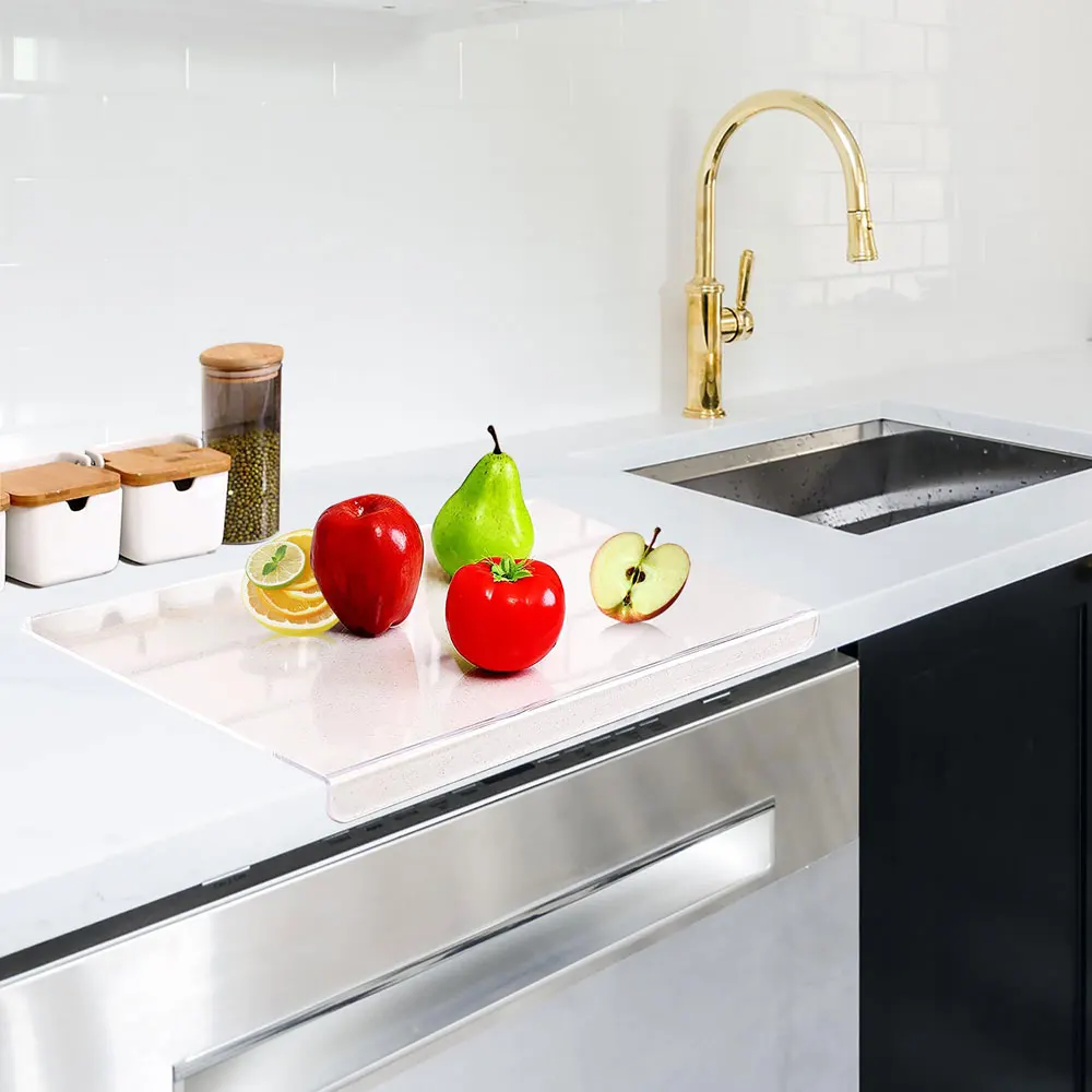 Transparent Acrylic Non Slip Chopping Boards Over The Countertop Protection ,Clear Cutting Boards For Kitchen Essentials
