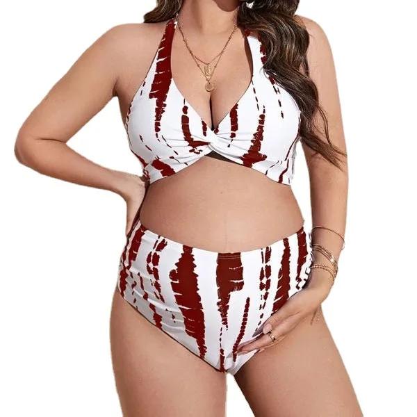 New Fashion Printed Sexy Push-up Belly-covering Loose Belly-supporting Pregnant Women's Split Swimsuit