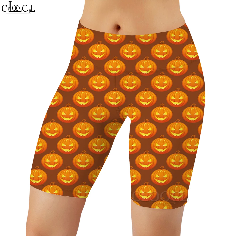 

CLOOCL Fashion Casual Women Legging Halloween Scary Pumpkin Lantern Pattern Printed Legging Sport Running Workout Sexy Shorts