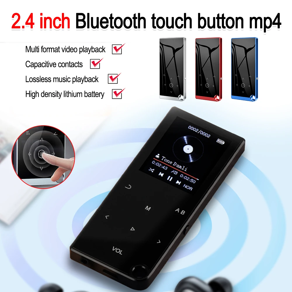 Lecteur audio portable sans perte, écran 2.4 pouces, Bluetooth,  overd'absorption, 3 touches tactiles, musique HiFi, baladeur FM, Ebook,  enregistreur, lecteur vidéo MP4 - AliExpress