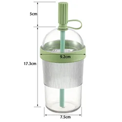 Portable Large - Capacity Straw Cup - Ideal for Coffee, Milk Tea, Juice, and More (Transparent)