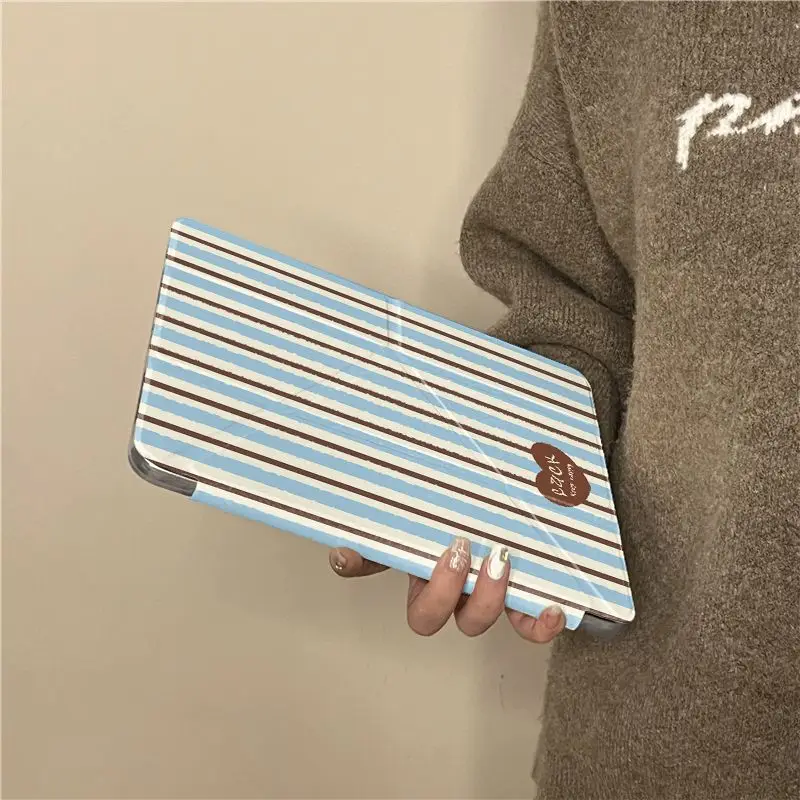 Heart-Shaped Stripe Tablet Case, Enhanced Protection