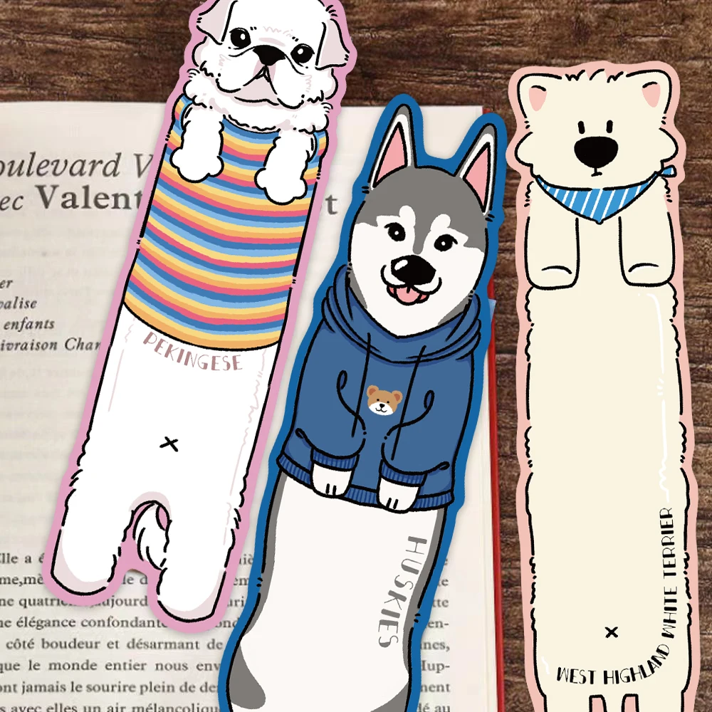 Cute Cartoon Animals Dogs Paper Bookmarks DIY Library Office Books Page Markings 30pcs Students Readers Page Markers Gift