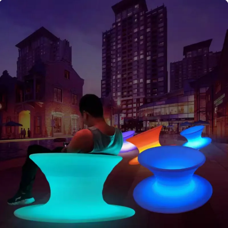 

Outdoor Led Luminous Gyroscope Chair Waterproof 16 RGB Color Changing Stool Patio Pool Party Bar Nightclub Decor