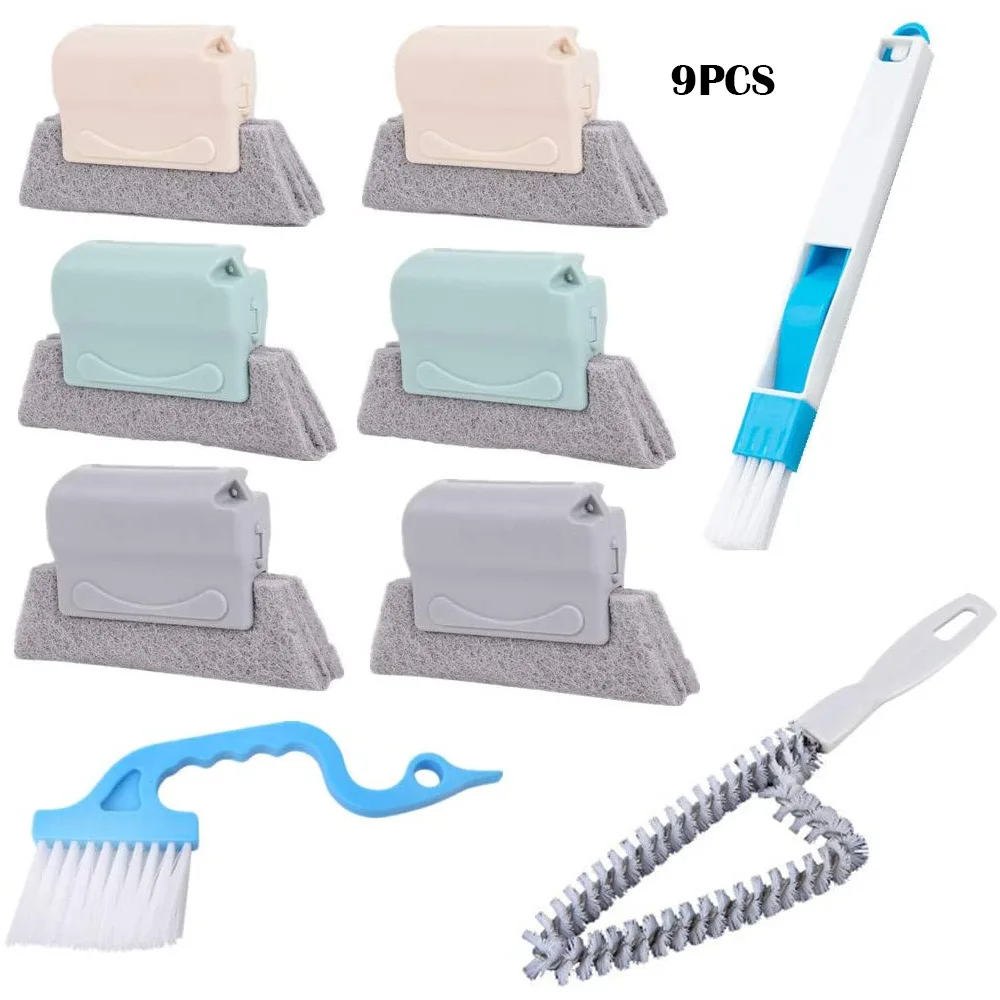 

9pcs/set Hand Held House Door And Window Cleaning Brush For Gap Corner Of Sliding Rail