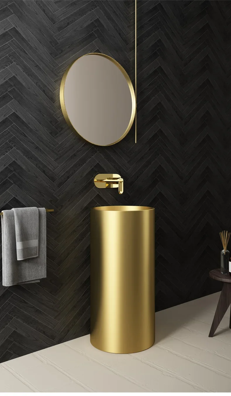 

Column Washbasin Golden Affordable Luxury Style Integrated Wash Basin Luxury Copper basins