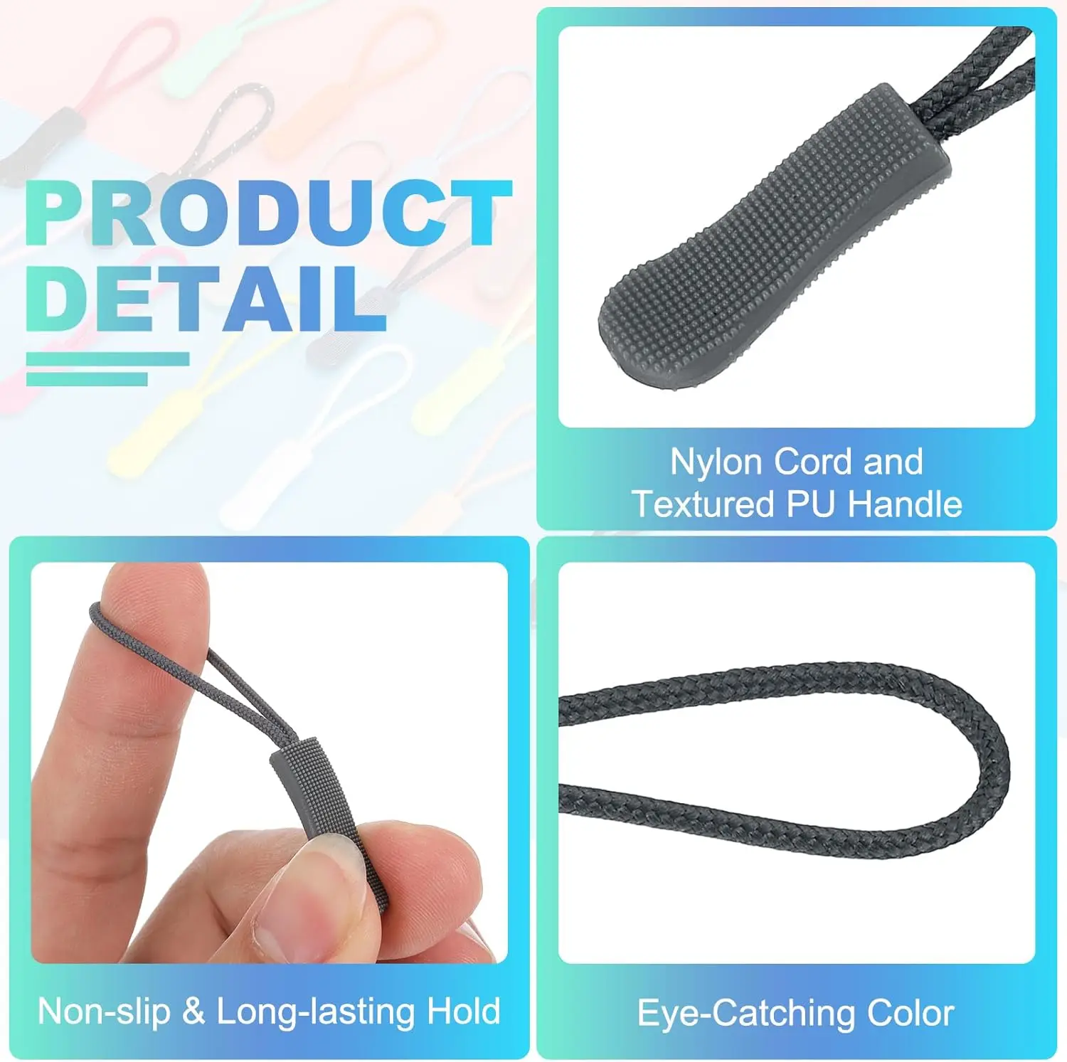 10 Stück/Packung Mix Color Cord Zipper Pull Puller End Strap für Bekleidung Reisetasche Zubehör – Detail 3
