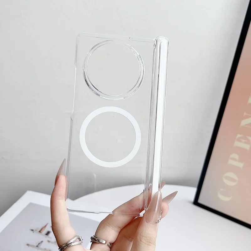 Transparent Magnetic Hinge Protection Case with Clear MagSafe Cover