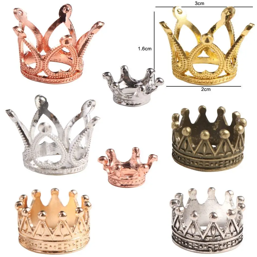 Mini Metal Crown Model Toys Ornaments Decorating Dollhouse Miniature Metal Crown Silver Golden Bronze
