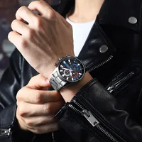 Gurren 8415 Men's Minimalist Six-hand Quartz Watch, Water-resistant Calendar Business Wristwatch 6