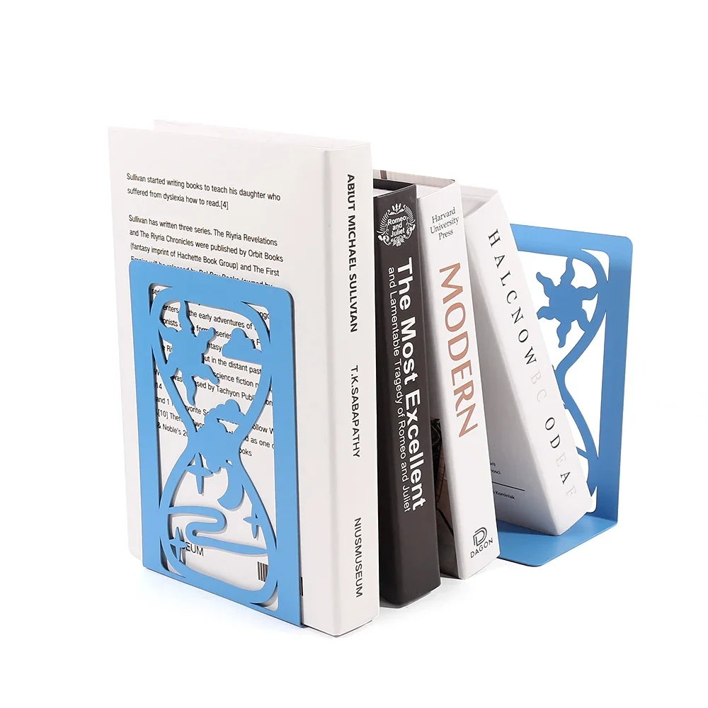 Metal Hourglass Sun White Clouds Hollow Bookends Exquisite Creative Design Desk Decoration Book Retractable Holder Book Supplies