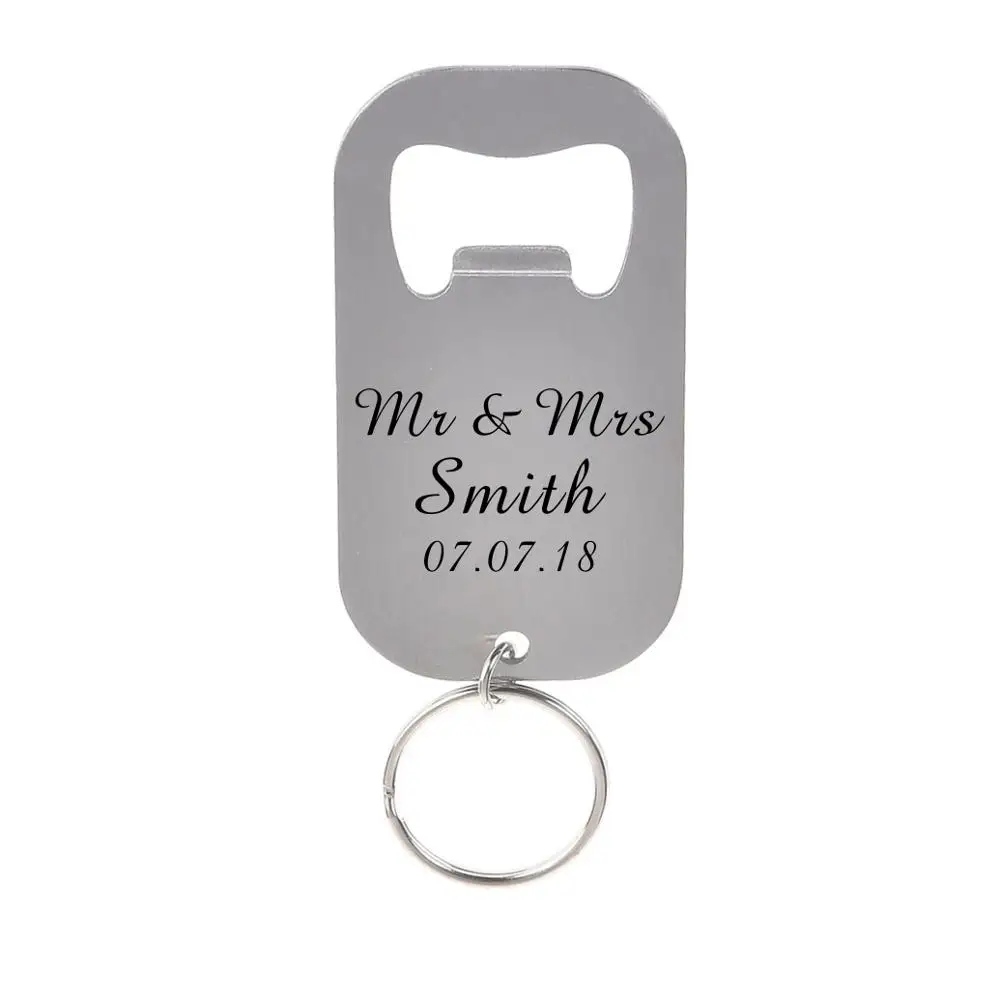 

5pcs Personalized Engraved Keychains 5x3.1cm / 7x3.8cm Stainless Steel Beer Bottle Openers,Wedding Decoration, Party Gift Favors