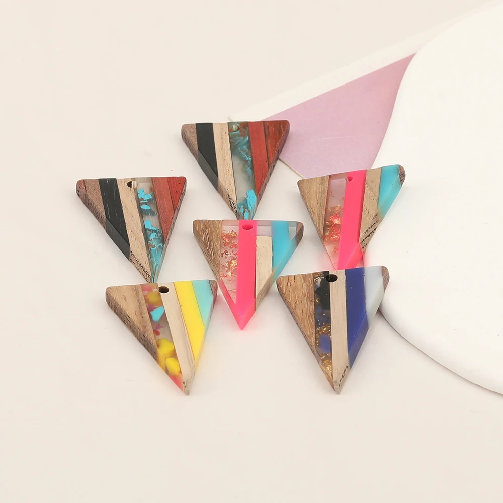 Cordial Design 40Pcs 22*32MM Jewelry Accessories/Natural Wood&Resin/Triangle Shape/Jewelry Findings&Components/Hand Made Charms - cordial