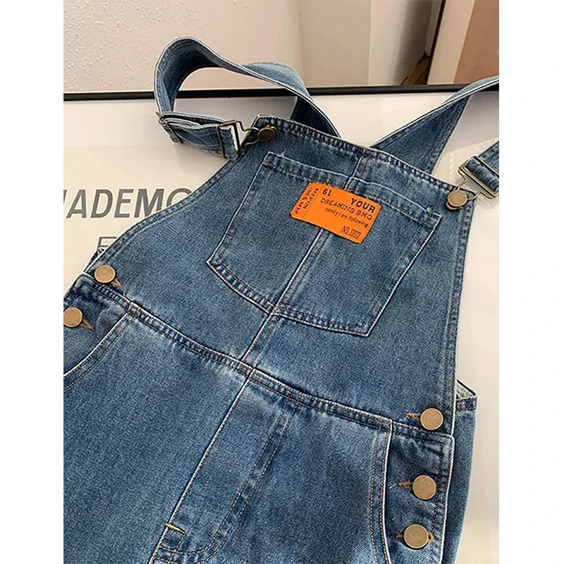 2024 New Jumpsuits Women Streetwear Denim Overalls Vintage Loose Casual Wide Leg Pants High Waist Strap Straight Jeans Trousers