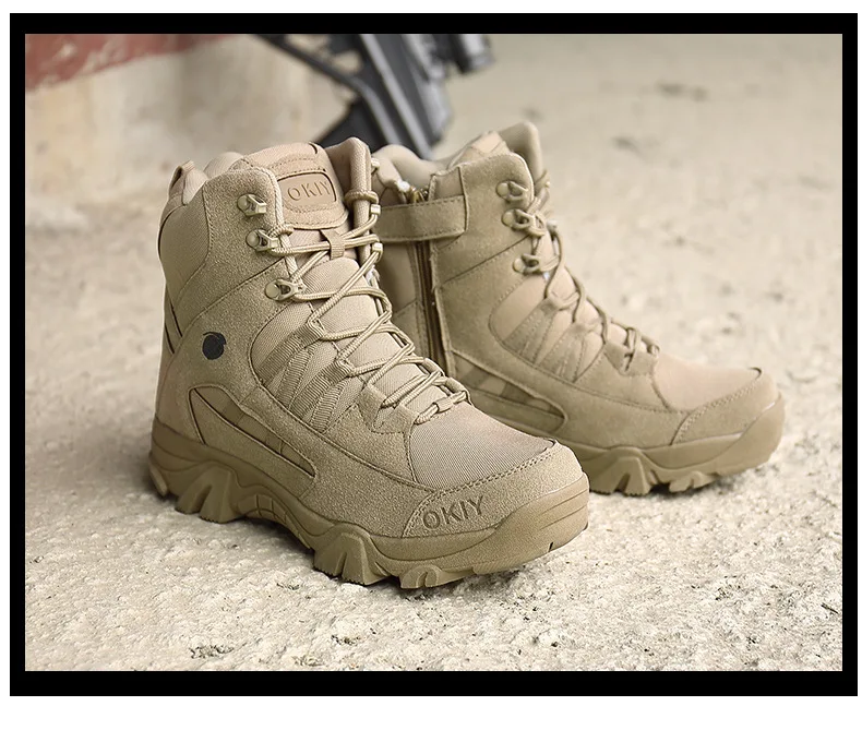 Men Military Boots Army Tactical Boots Outdoor Waterproof Cow Suede Work Men Ankle Boots Hiking Safety Shoes Mens Athletic Shoes