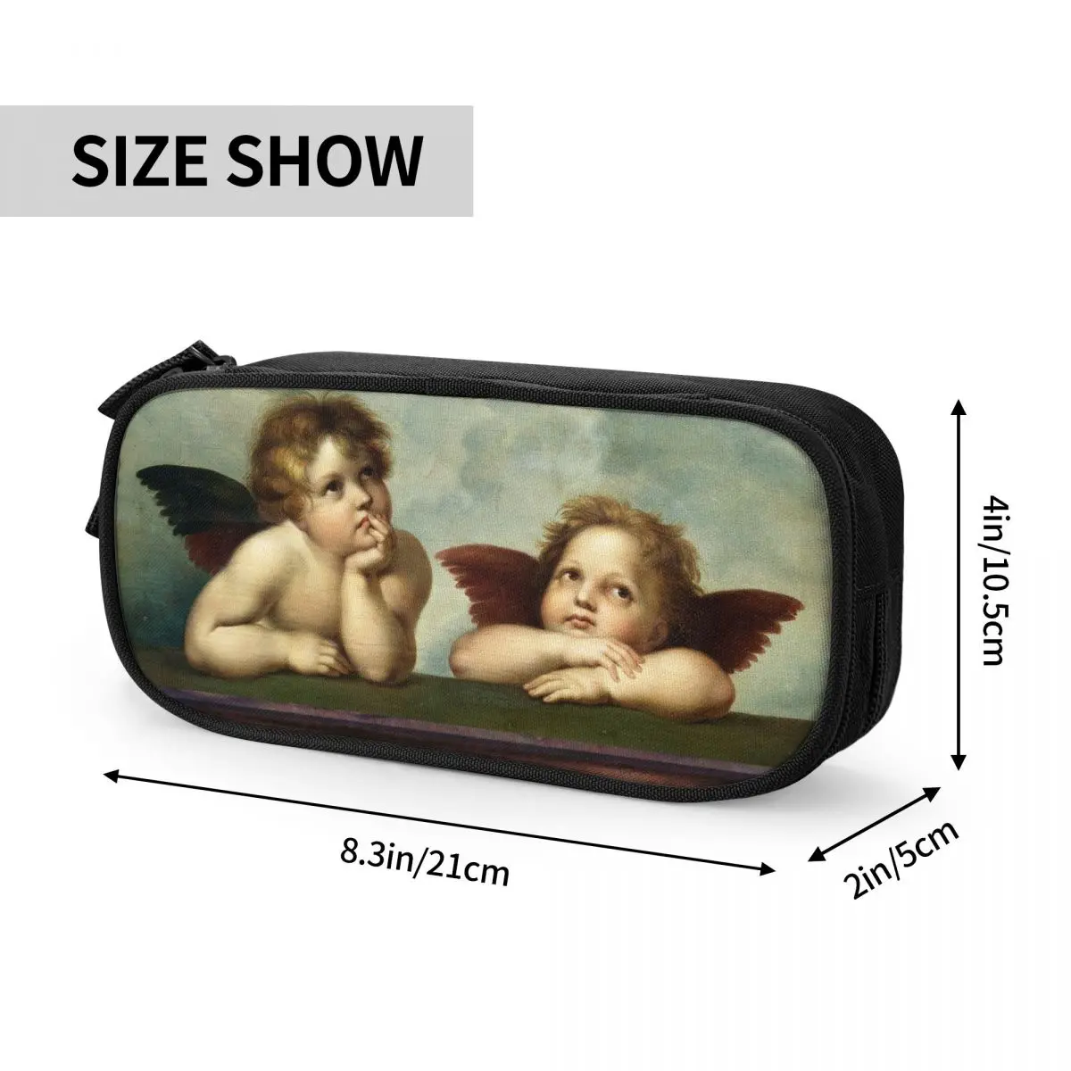 커스텀 카와이 빈티지 미학 르네상스 천사 연필 케이스, 대용량 Cherub Wings 연필 파우치, 학교 액세서리