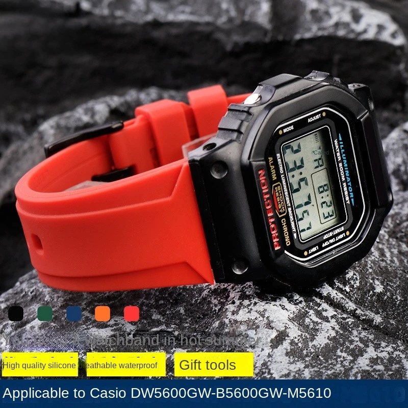 Per Il G-Shock Casio Gw6900 Dw5600 Gw-B5600 Gm-5600 Cinturino In Silicone Rialzato Impermeabile Dw-5600 Bracciale Da Uomo Morbido 24-16Mm Convesso