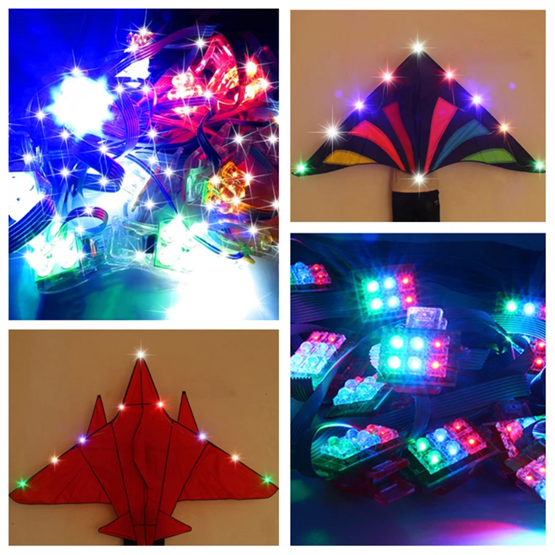 

free shipping diy led kite flying 56pcs led lamp shinning hang on kites for adults outdoor toys cerf volant cometas led light