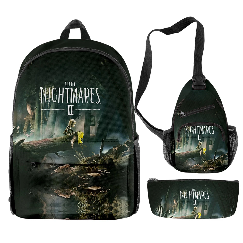 

Popular Youthful Little Nightmares 2 3pcs/Set Backpack 3D Print Bookbag Laptop Daypack Backpacks Chest Bags Pencil Case