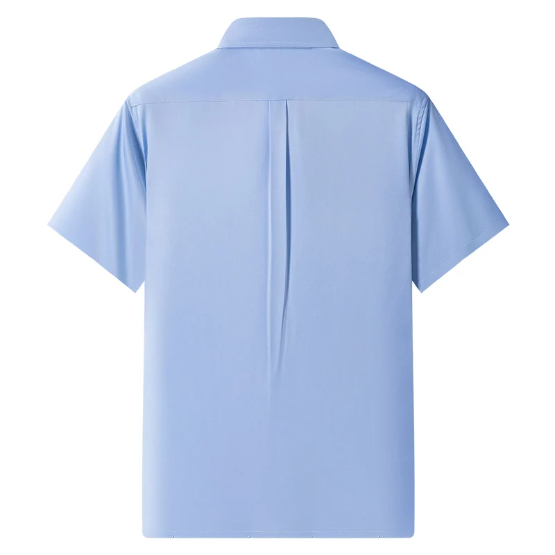 New Anti-Wrinkle Men Shirts Short Sleeves Dress Shirts For Men Slim Fit Camisa Social Business Blouse Pocket White Shirt S-7XL 5