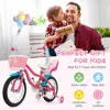 Children's 16/18 Inch Bike with Basket, Streamers, Training Wheels, Handbrake & Rear Brake for Ages 4-8