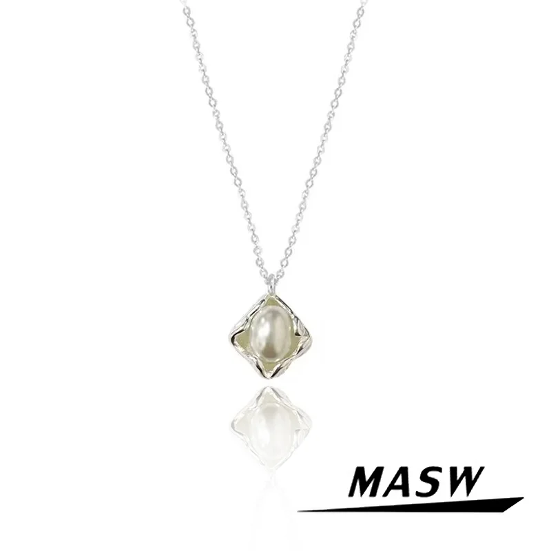 

MASW Original Design Elegant Temperament High Quality Simulated Pearl Pendant Necklace For Women Girl Trend Jewelry