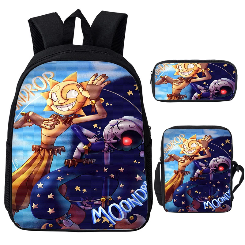 

3pcs Set Sundrop and Moondrop Fnaf Backpacks School Bag for Kids Boys Girls Waterproof Backpack Students Bookbag Travel Rucksack