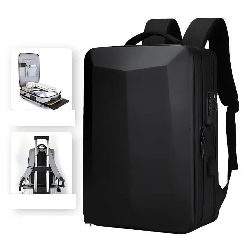 Men's Fashion Large Capacity Backpack Travel Lightweight Breathable PC Hard Shell Backpack Business Waterproof Computer Bag 5